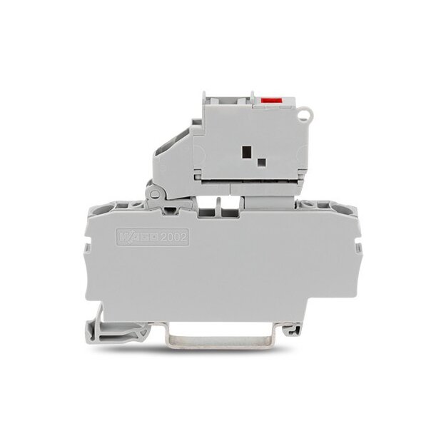 Wago 2002-1611/1000-541 2-Leiter-Sicherungsklemme mit schwenkbarem Sicherungshalter für G-Sicherungseinsatz 5 x 20 mm 12 - 30 V 2,5 mm² grau