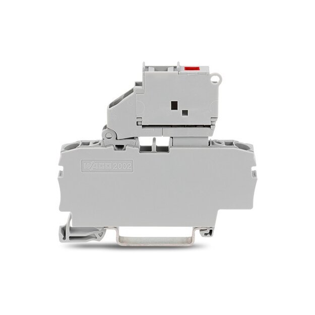 Wago 2002-1611/1000-867 2-Leiter-Sicherungsklemme mit schwenkbarem Sicherungshalter für G-Sicherungseinsatz 5 x 20 mm 120 V 2,5 mm² grau