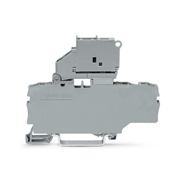 Wago 2002-1711 3-Leiter-Sicherungsklemme mit schwenkbarem Sicherungshalter für G-Sicherungseinsatz 5 x 20 mm 2,5 mm² grau