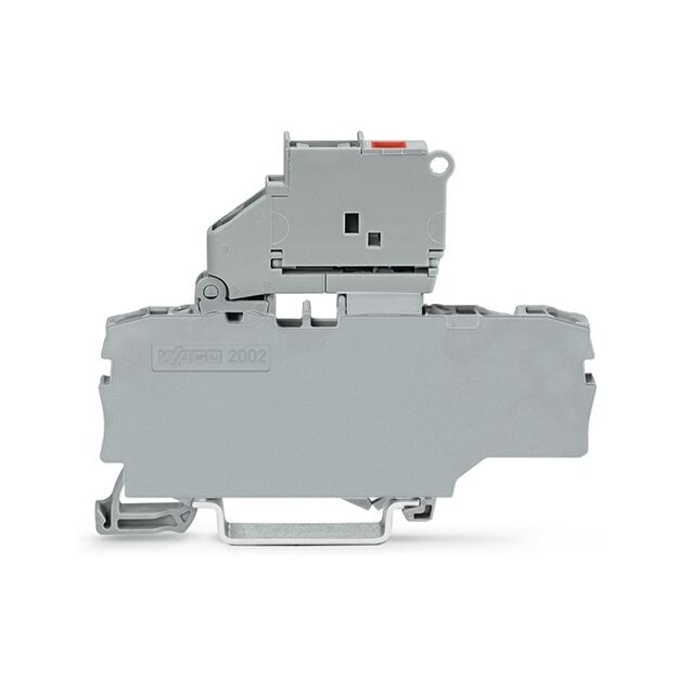 Wago 2002-1711/1000-541 3-Leiter-Sicherungsklemme mit schwenkbarem Sicherungshalter für G-Sicherungseinsatz 5 x 20 mm 12 - 30 V 2,5 mm² grau