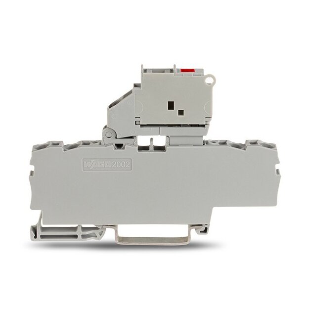 Wago 2002-1811/1000-867 4-Leiter-Sicherungsklemme mit schwenkbarem Sicherungshalter für G-Sicherungseinsatz 5 x 20 mm 120 V 2,5 mm² grau