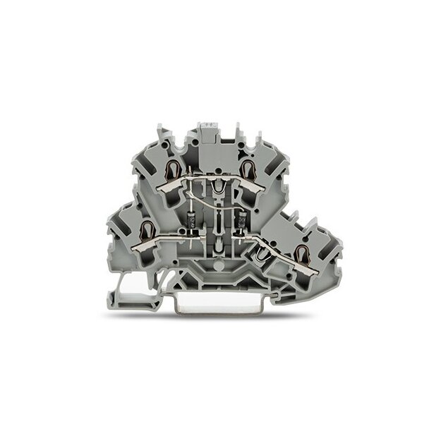 Wago 2002-2214/1000-490 Bauelementklemme Doppelstock mit 2 Dioden 1N4007 Anoden oben 2,5 mm² grau