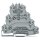 Wago 2002-4131 Vierstock-Reihenklemme Motoranschluss-Reihenklemme L1 - L2 - L3 mit Beschriftungsträger 2,5 mm² grau