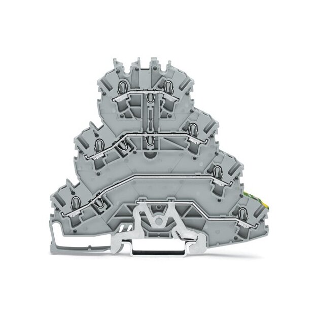 Wago 2002-4157 Vierstock-Reihenklemme Motoranschluss-Reihenklemme L1 - L2 - L3 - PE mit Beschriftungsträger 2,5 mm² grau