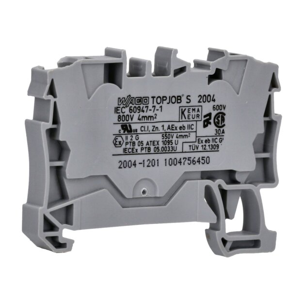 Wago 2004-1201 2-Leiter-Durchgangsklemme 4 mm² grau
