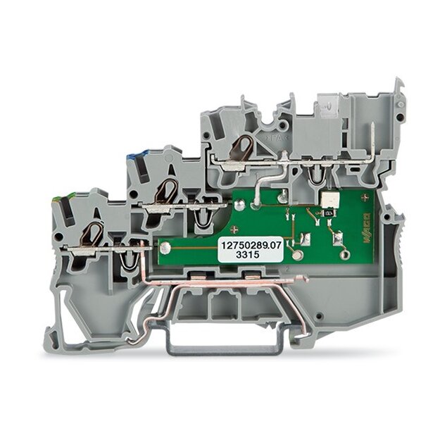 Wago 2020-5317/1102-950 3-Leiter-Aktorenklemme LED gelb für PNP-(plus-)schaltende Aktoren mit PE-Anschluss 1 mm² grau