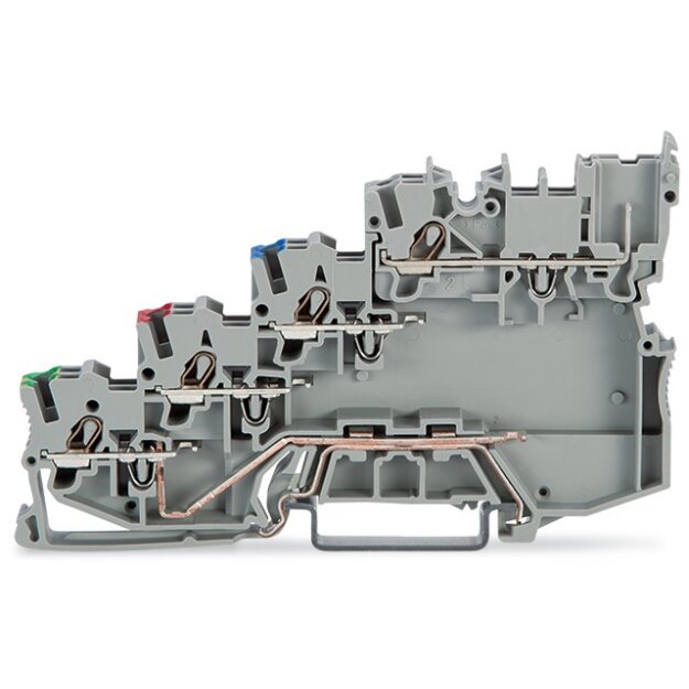 Wago 2020-5417 4-Leiter-Initiatorenklemme für PNP (plus)-schaltende Initiatoren mit PE-Anschluss 1 mm² grau