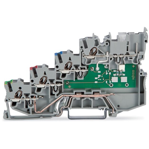 Wago 2020-5417/1102-950 4-Leiter-Initiatorenklemme LED gelb für PNP-(plus-)schaltende Initiatoren mit PE-Anschluss 1 mm² grau
