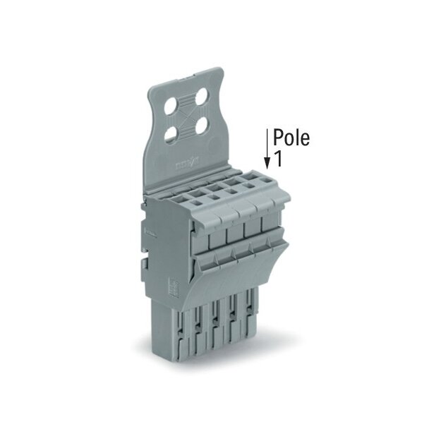 Wago 2022-105/144-000 1-Leiter-Federleiste Zugentlastungsplatte 2,5 mm² 5-polig grau