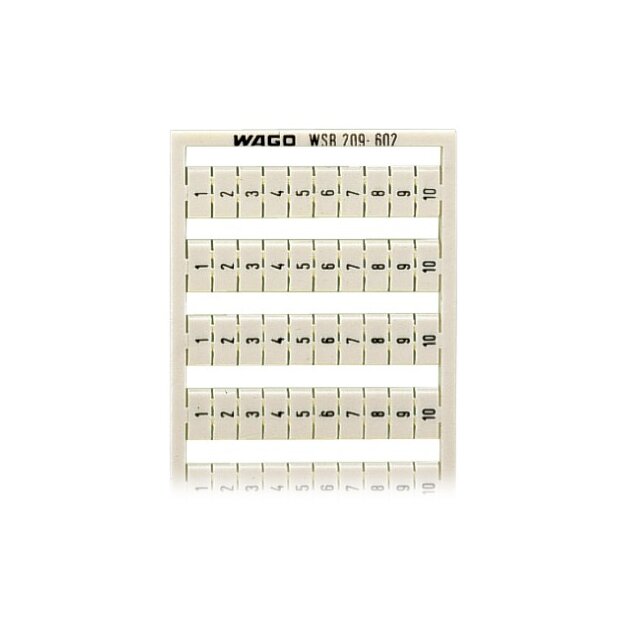 Wago 209-602 WSB-Beschriftungskarte 1 ... 10 (10x) Aufdruck senkrecht weiß