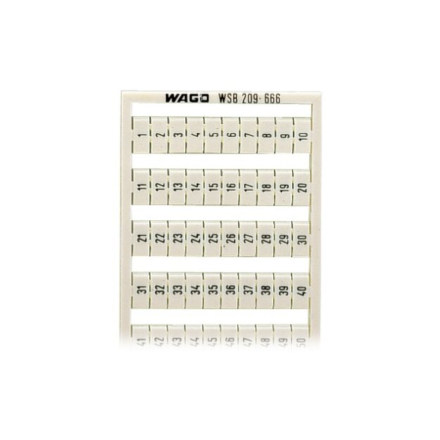 Wago 209-666 WSB-Beschriftungskarte 1 ... 50 (2x) Aufdruck senkrecht weiß