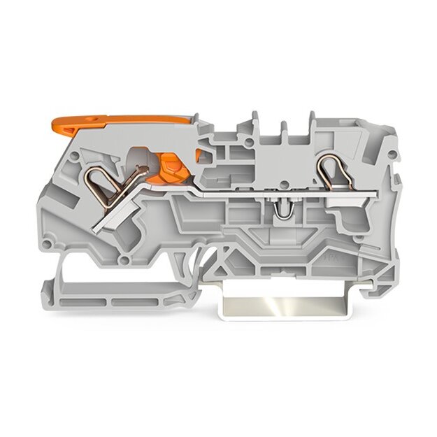 Wago 2104-1201 2-Leiter-Durchgangsklemme mit Hebel und Push-in CAGE CLAMP® 4 mm² grau