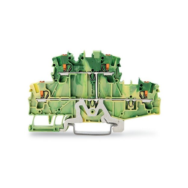 Wago 2202-2707 Doppelstockklemme mit Drücker PE 2,5 mm² grün-gelb