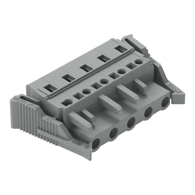 Wago 231-205/037-000 1-Leiter-Federleiste Verriegelungsklinke 2,5 mm² Rastermaß 7,5 mm 5-polig grau