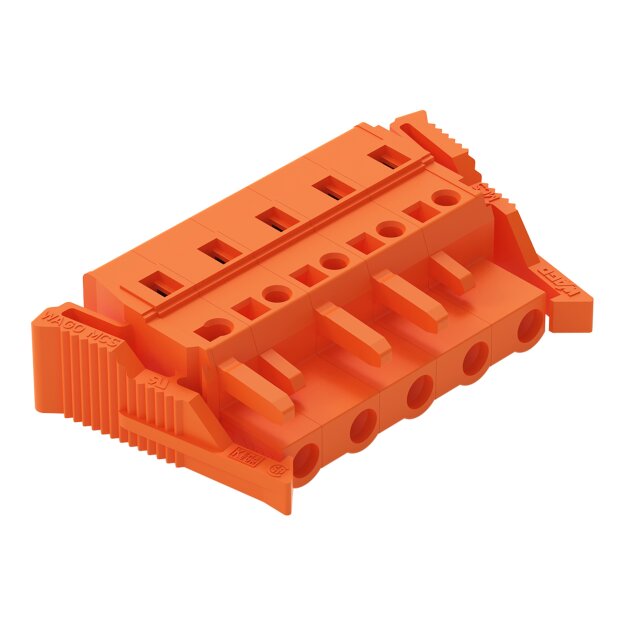 Wago 231-705/037-000 1-Leiter-Federleiste Verriegelungsklinke 2,5 mm² Rastermaß 7,62 mm 5-polig orange