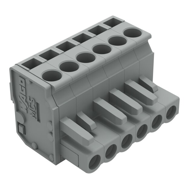 Wago 232-206/026-000 1-Leiter-Federleiste abgewinkelt 2,5 mm² Rastermaß 5 mm 6-polig grau
