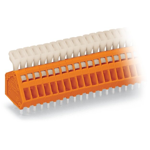 Wago 233-502 Leiterplattenklemme Drücker 0,5 mm² Rastermaß 2,54 mm 2-polig orange