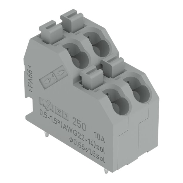 Wago 250-716 Doppelstock-Leiterplattenklemme Drücker 1,5 mm² Rastermaß 5 mm 2 x 16-polig achatgrau