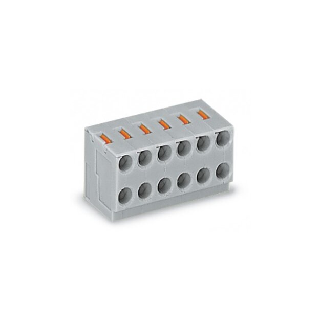 Wago 252-104 2-Leiter-Buchsenklemme für Einzellötstifte Drücker Rastermaß 3,5 mm 4-polig grau