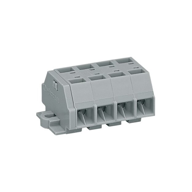 Wago 260-204 4-Leiter-Klemmenleiste 4-polig mit Befestigungsflanschen 1,5 mm² grau