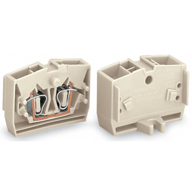 Wago 264-230 4-Leiter-Endklemme mit Befestigungsflansch 2,5 mm² lichtgrau