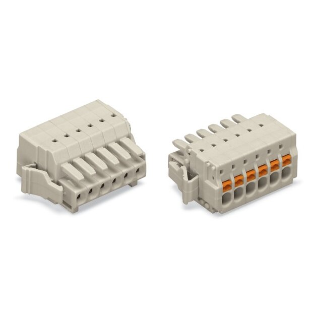 Wago 2734-106/037-000 1-Leiter-Federleiste Verriegelungsklinke 1,5 mm² Rastermaß 3,5 mm 6-polig lichtgrau
