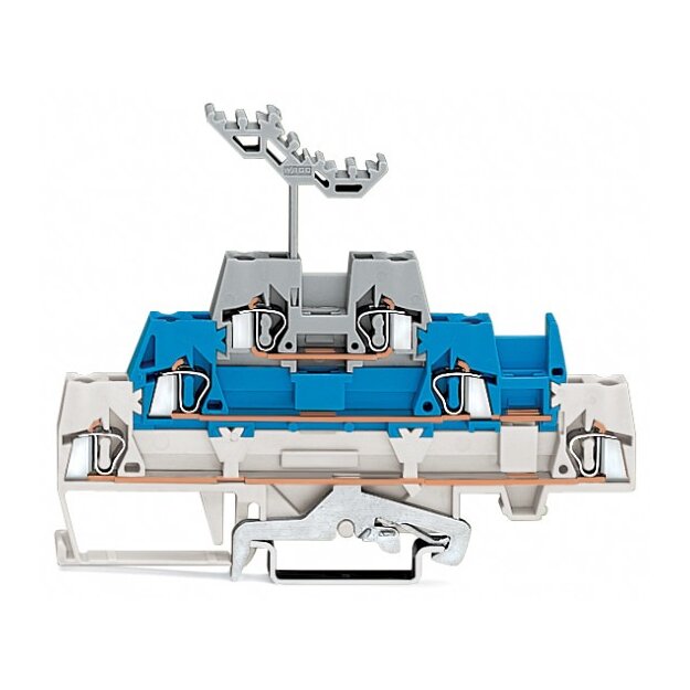 Wago 280-558 Dreistockklemme Schirmleiter-/Durchgangs-/Durchgangsklemme mit Beschriftungsträger 2,5 mm² weiß/blau/grau