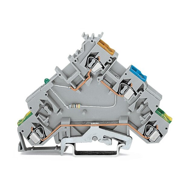 Wago 280-566/281-496 3-Leiter-Initiatoreneinspeiseklemme LED grün für NPN-(minus-)schaltende Initiatoren 2,5 mm² grau