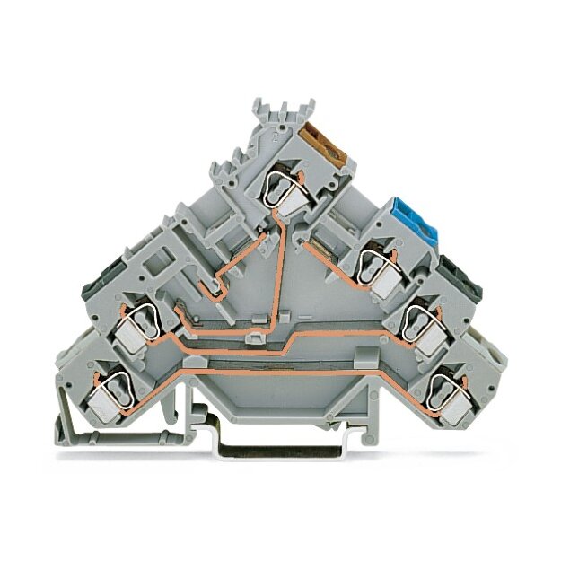 Wago 280-588 4-Leiter-Initiatorenklemme für PNP (plus)-schaltende Initiatoren 2,5 mm² grau