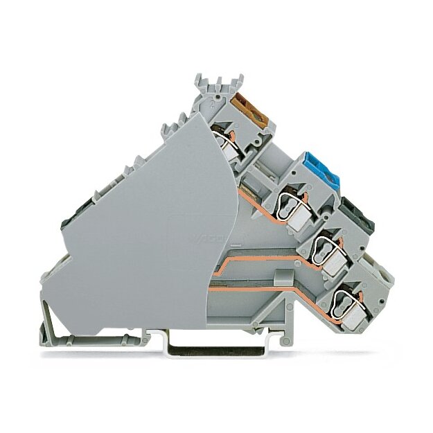 Wago 280-588/280-320 4-Leiter-Initiatorenklemme für PNP (plus)-schaltende Initiatoren 2,5 mm² grau