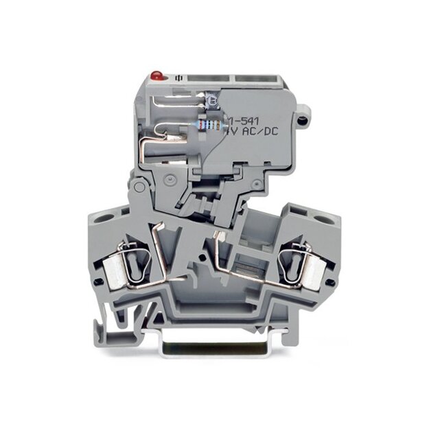 Wago 281-611/281-541 2-Leiter-Sicherungsklemme mit schwenkbarem Sicherungshalter für G-Sicherungseinsatz 5 x 20 mm 15 - 30 V 4 mm² grau