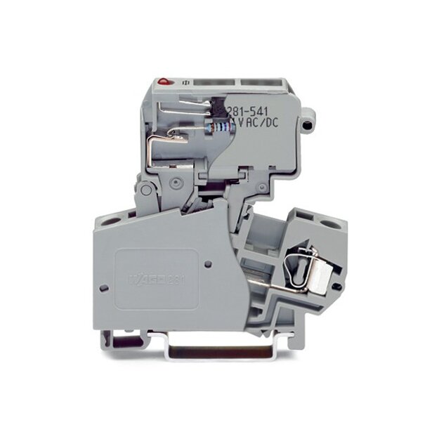 Wago 281-623/281-541 2-Leiter-Sicherungsklemme mit schwenkbarem Sicherungshalter für G-Sicherungseinsatz ¼ x 1¼ 15 - 30 V 4 mm² grau