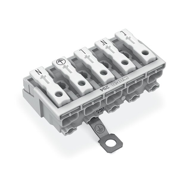 Wago 294-4425 Leuchtenanschlussklemme mit PE-Schraubkontakt L´-N´-L-PE-N 5-polig max