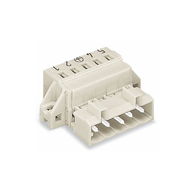 Wago 721-603/019-042 1-Leiter-Stiftleiste voreilender PE-Kontakt Befestigungflansch 2,5 mm² Rastermaß 5 mm 3-polig lichtgrau