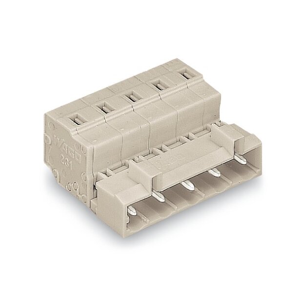 Wago 723-605 1-Leiter-Stiftleiste 2,5 mm² Rastermaß 7,5 mm 5-polig lichtgrau