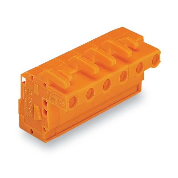 Wago 732-130/026-000 1-Leiter-Federleiste abgewinkelt 2,5 mm² Rastermaß 7,62 mm 10-polig orange