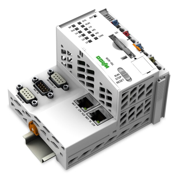 Wago 750-8208 Controller PFC200 2 x ETHERNET, RS-232/-485, CAN, CANopen, PROFIBUS-Master lichtgrau