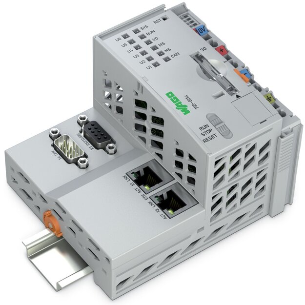 Wago 750-8214 Controller PFC200 2 x ETHERNET, RS-232/-485, CAN, CANopen lichtgrau