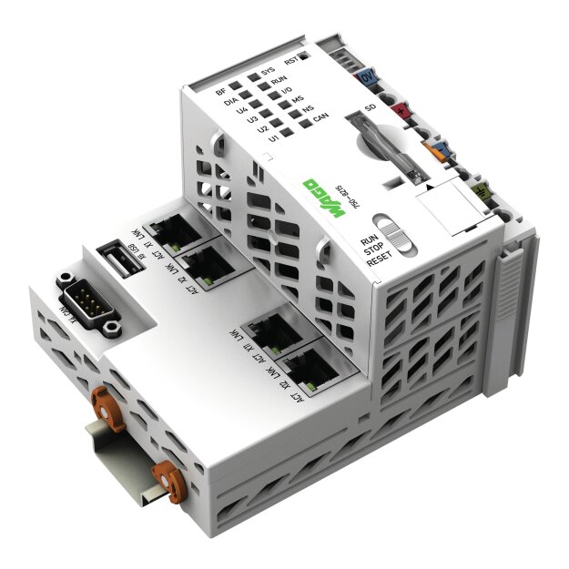 Wago 750-8215 Controller PFC200 4 x ETHERNET, CAN, CANopen, USB-A lichtgrau