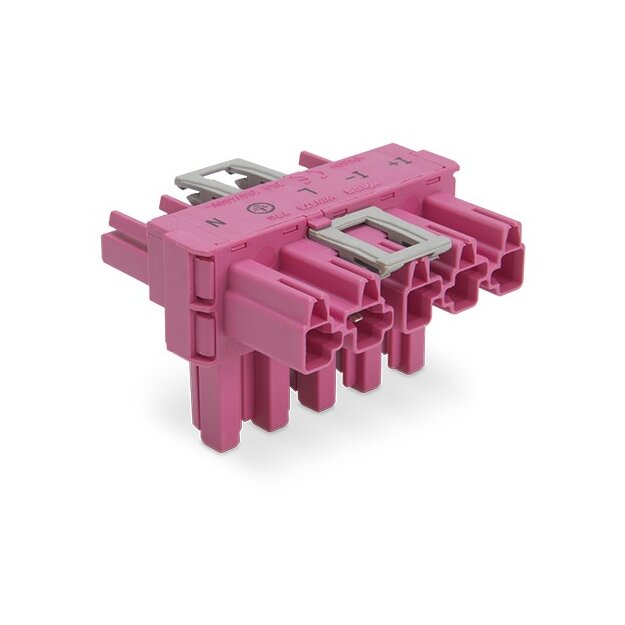 Wago 770-1643/080-000 T-Verteiler 5-polig Kodierung B 1 Eingang 2 Ausgänge pink