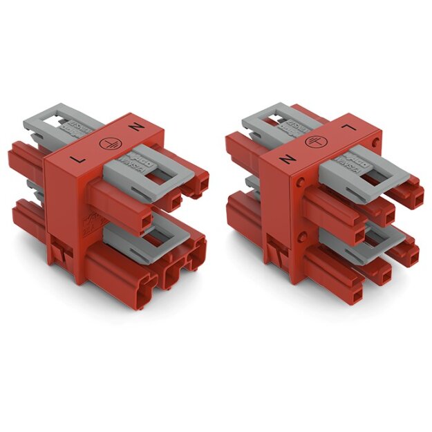 Wago 770-907 3-fach-Verteiler 3-polig Kodierung P 1 Eingang 3 Ausgänge rot