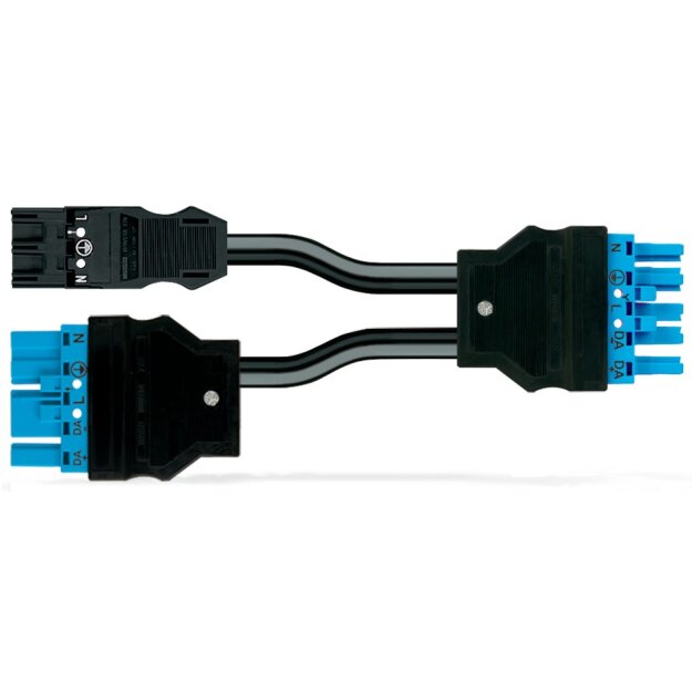 Wago 771-5001/180-000 konfektionierte Y-Leitung Eca 2 x Stecker / Buchse 3-polig + 5-polig / 5-polig Kodierung A/I 1,5 mm² / 2,5 mm² 0,5 m schwarz
