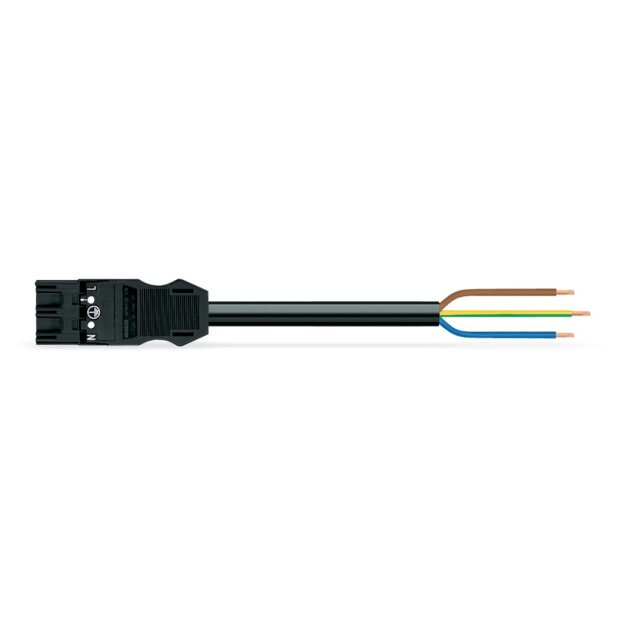 Wago 771-9993/216-301 konfektionierte Anschlussleitung Eca Stecker/offenes Ende 3-polig Kodierung A 3 m schwarz