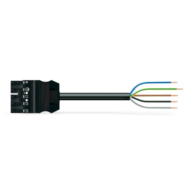 Wago 771-9995/217-501 konfektionierte Anschlussleitung Eca Stecker/offenes Ende 5-polig Kodierung A 5 m schwarz