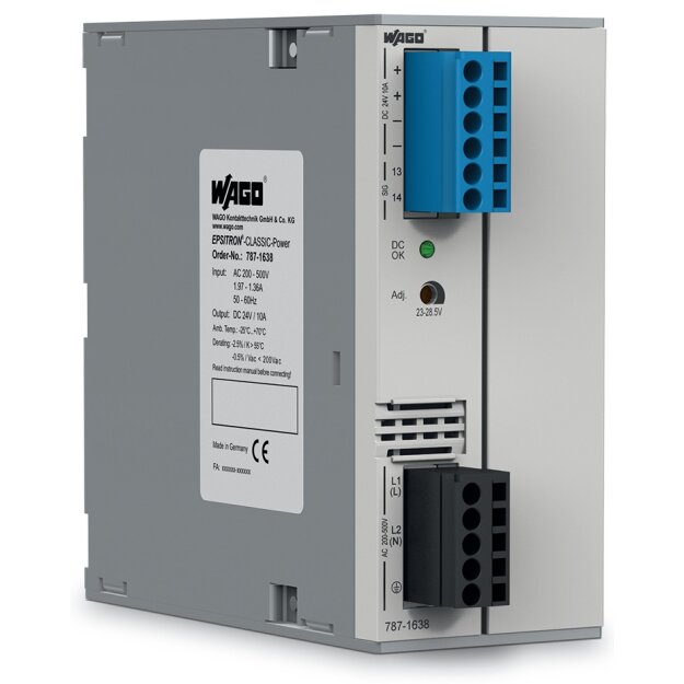 Wago 787-1638 Primär getaktete Stromversorgung Classic 2-phasig DC 24 V / 10 A