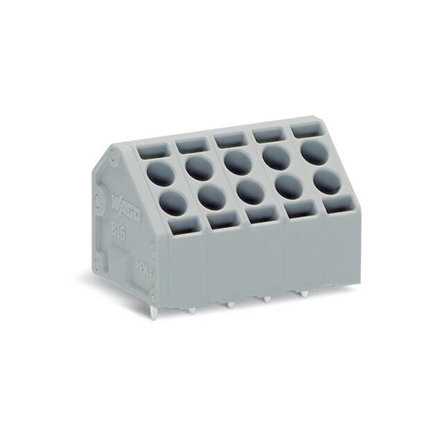 Wago 816-105 2-Leiter-Leiterplattenklemme 1,5 mm² Rastermaß 5 mm 5-polig grau