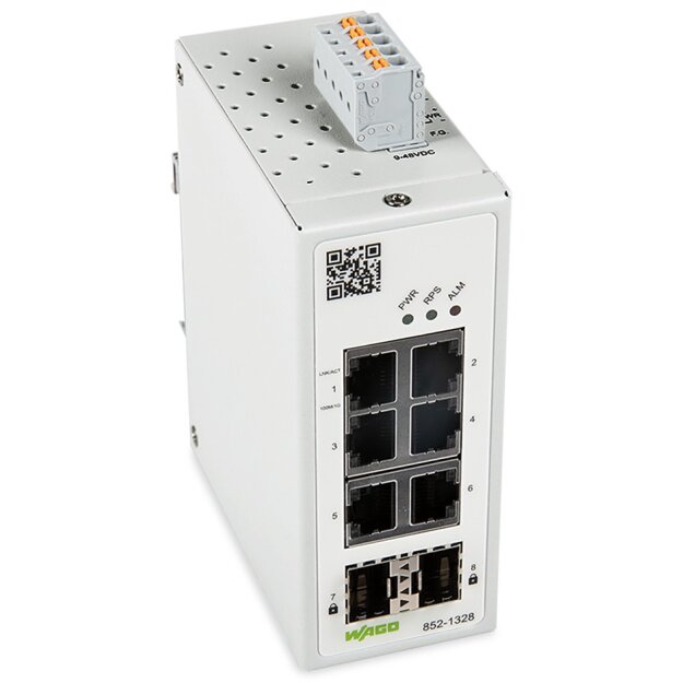 Wago 852-1328 Industrial-Managed-Switch 6-Port 1000BASE-T  2-Slot 1000BASE-SX/LX MAC Security lichtgrau