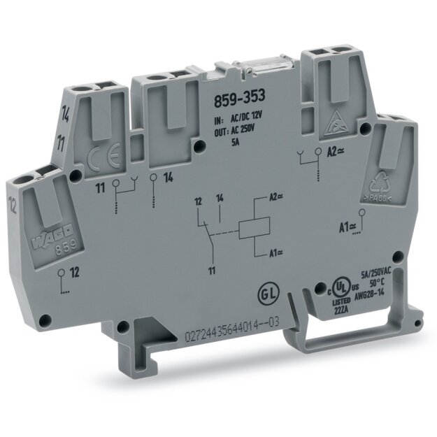 Wago 859-355 Relaismodul Eingangsnennspannung AC/DC 48 V 1 Wechsler grau