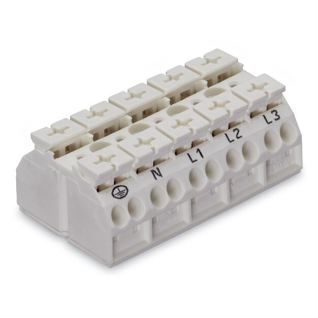 Wago 862-1605 4-Leiter-Geräteanschlussklemme 5-polig PE-N-L1-L2-L3 4 mm² weiß