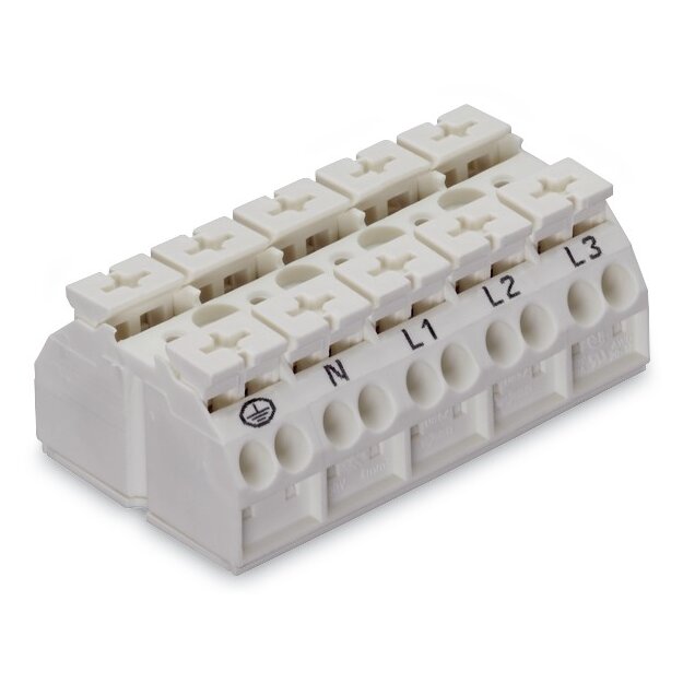Wago 862-1615 4-Leiter-Geräteanschlussklemme 5-polig PE-N-L1-L2-L3 4 mm² weiß